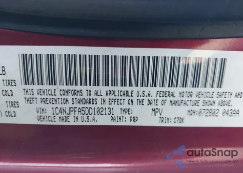 2013 Jeep Patriot Latitude из США, поврежденный, VIN 1C4NJPFA5DD102131